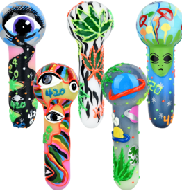 AFG 420 Glow In The Dark Glass Hand Painted Pipe  5"