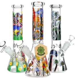 seshgear SeshGear Shrooms Are Watching Glow Glass Beaker Water Pipe 10" Assorted