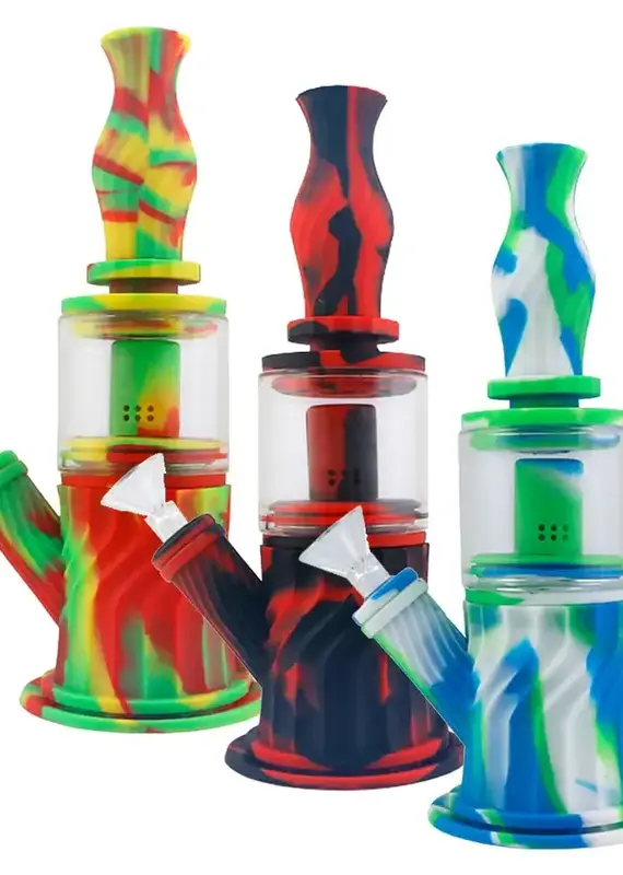 Silicone 4 in 1 Water Pipe 10" Assorted