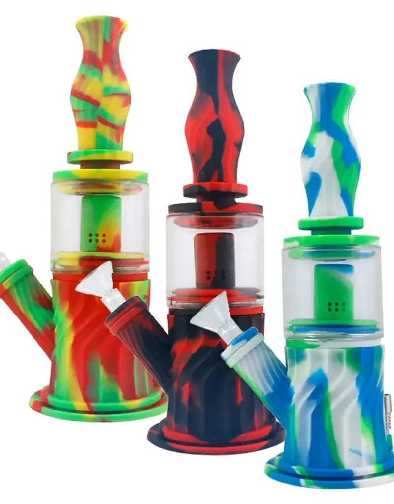 Silicone 4 in 1 Water Pipe 10" Assorted