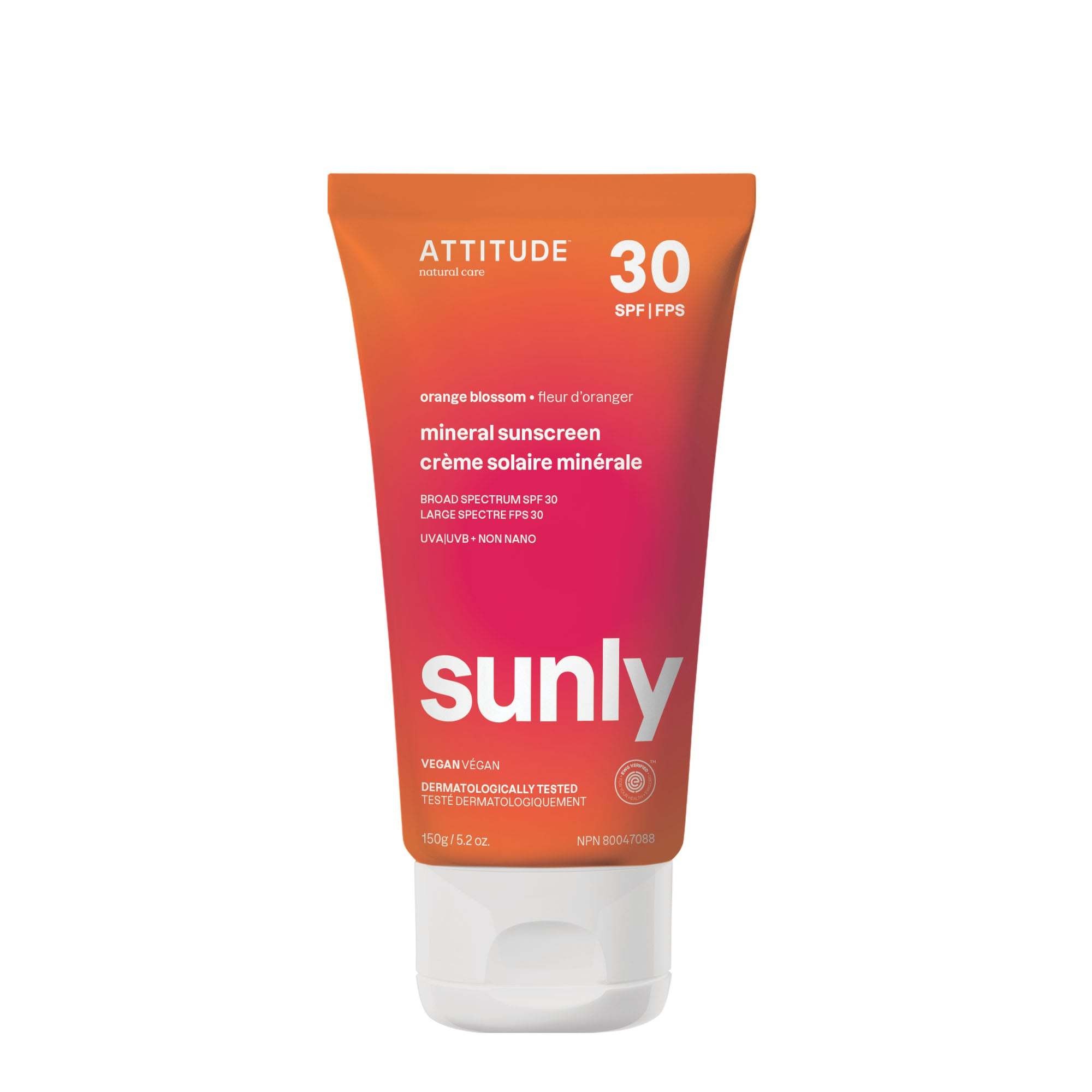 Attitude ATTITUDE : Sunly™ Crème solaire minérale fps 30 Fleur d'oranger | 150g
