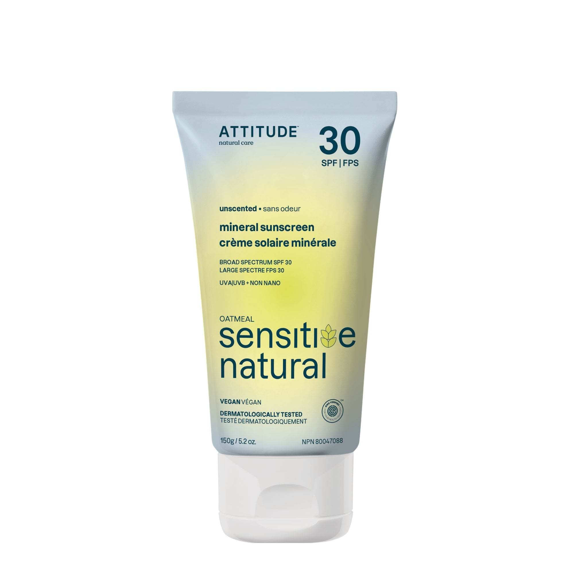 Attitude ATTITUDE : Sensitive natural Crème solaire minérale peau sensible fps 30 Sans odeur | 150g