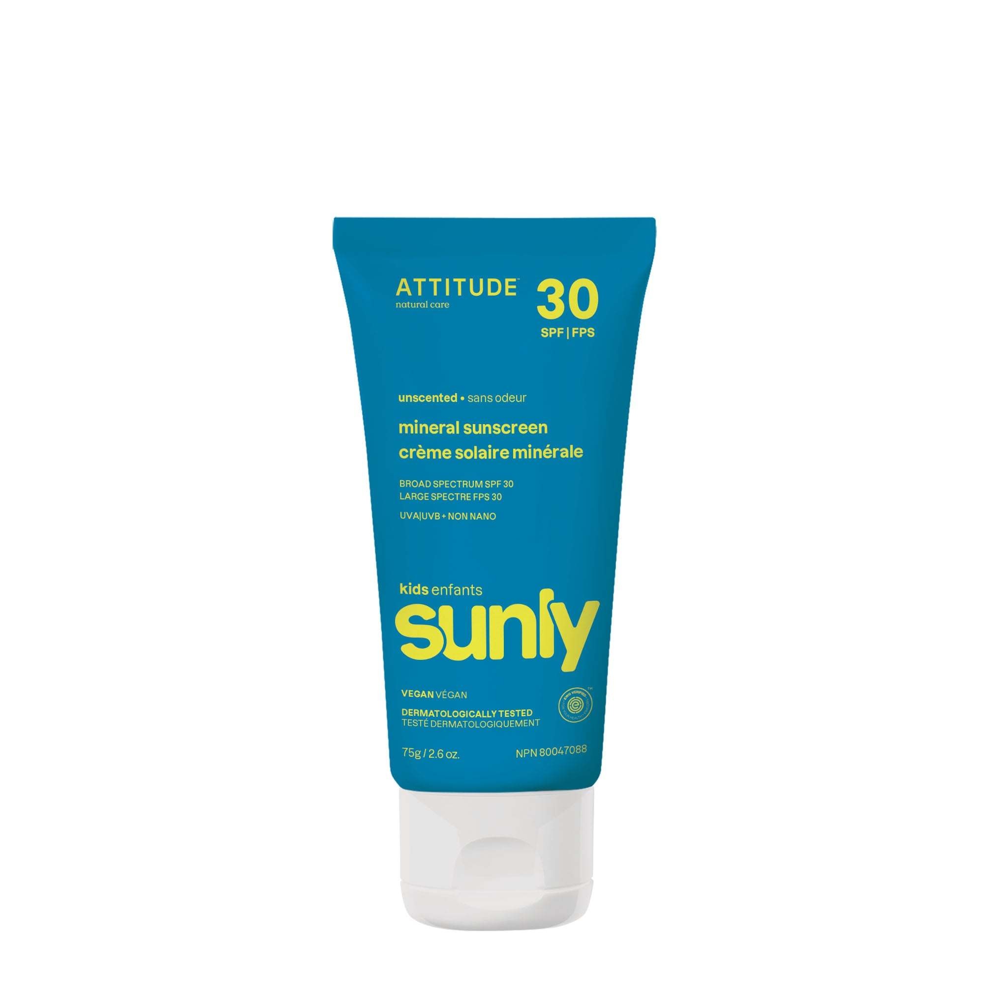 Attitude ATTITUDE : Sunly™ Crème solaire minérale pour enfants fps 30 Sans odeur | 75g