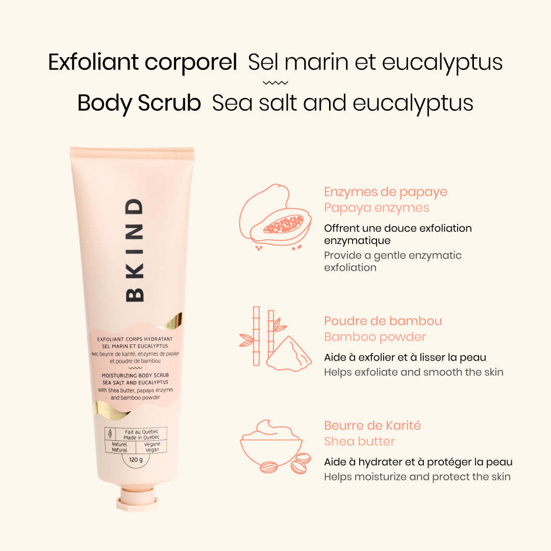 BKIND BKIND : Exfoliant corporel hydratant - Sel marin et eucalyptus