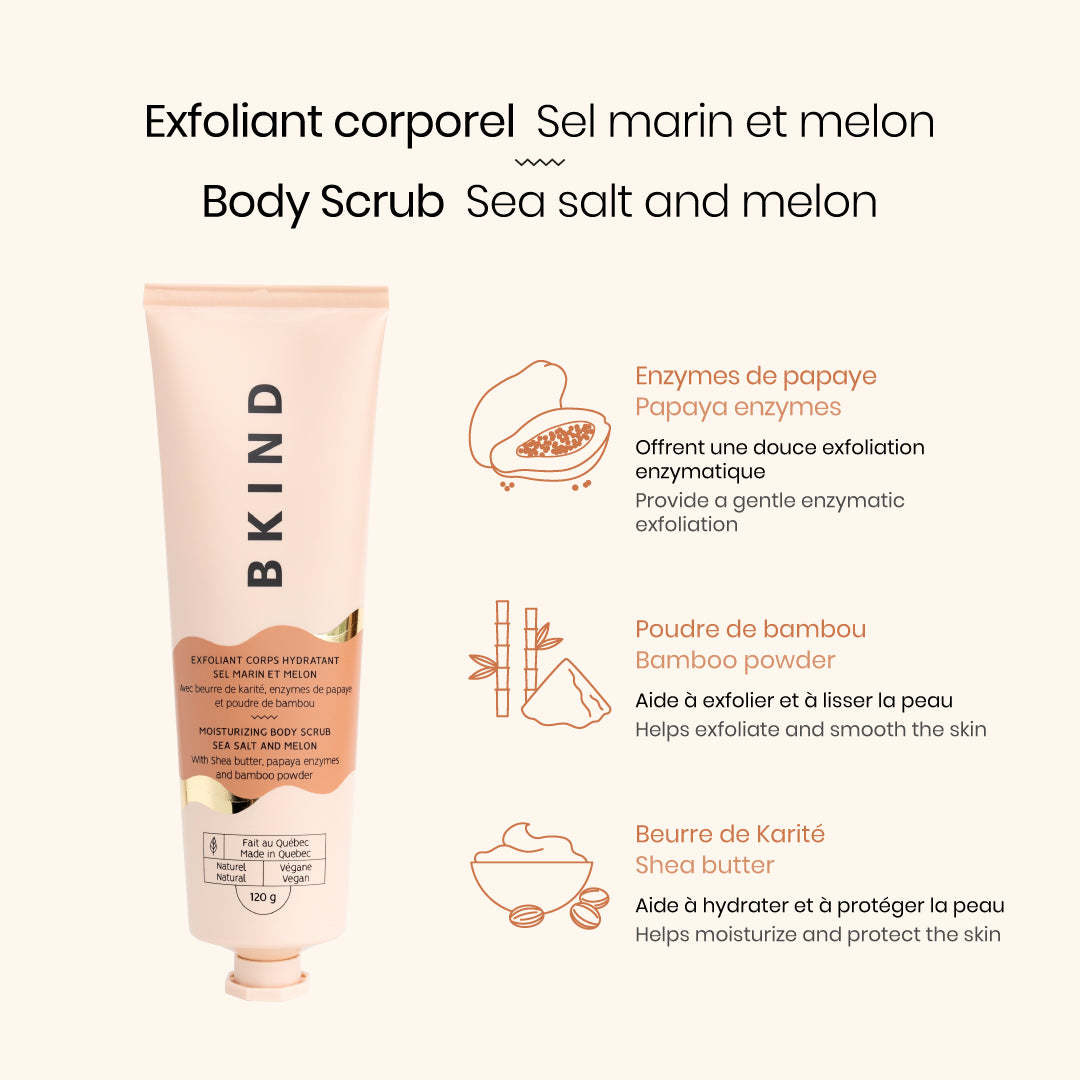 BKIND BKIND : Exfoliant corporel hydratant - Sel marin et melon