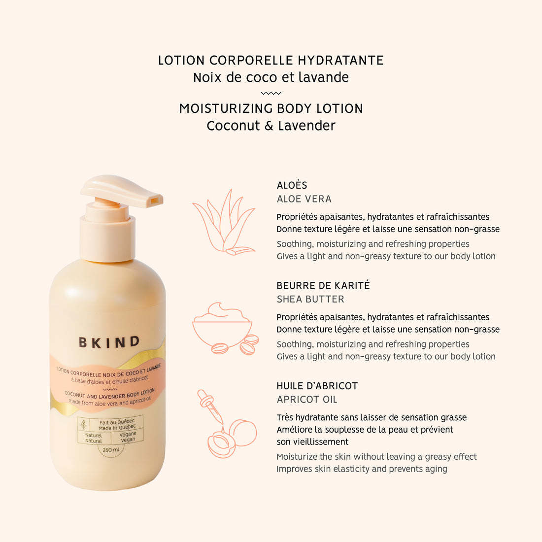 BKIND BKIND : Lotion corporelle hydratante - Noix de coco et lavande