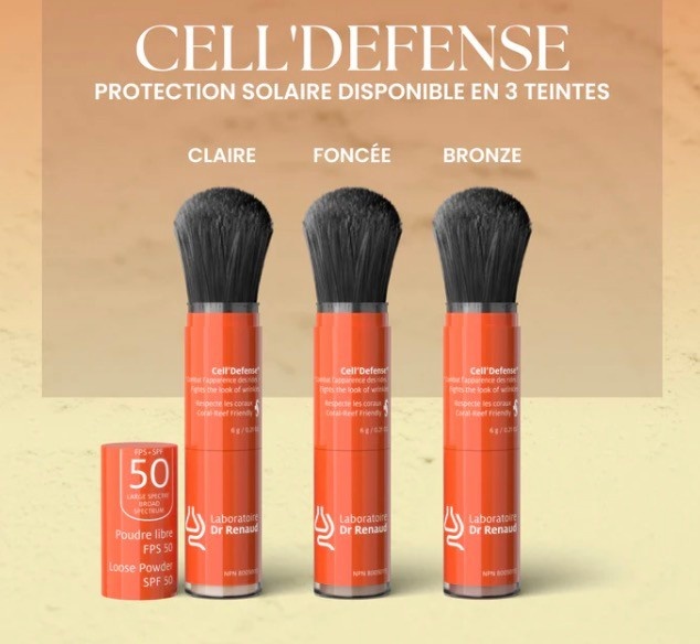 Laboratoire Dr Renaud Laboratoire Dr Renaud : CELL'DEFENSE POUDRE MINÉRALE À PROTECTION LARGE SPECTRE FPS 50 / Teinte bronze
