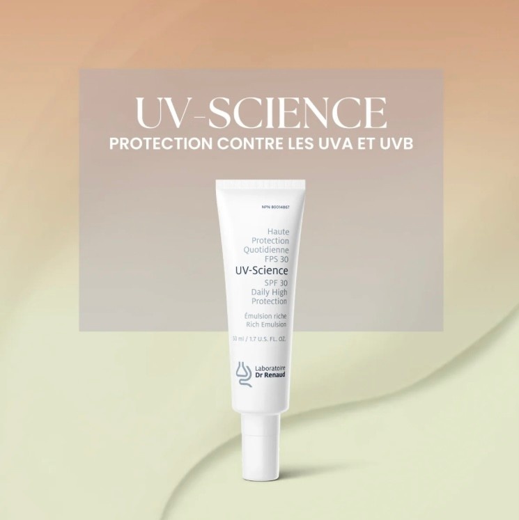 Laboratoire Dr Renaud Laboratoire Dr Renaud: UV-SCIENCE - ÉMULSION RICHE- HAUTE PROTECTION SOLAIRE MINÉRALE VISAGE À PROTECTION LARGE SPECTRE FPS 30