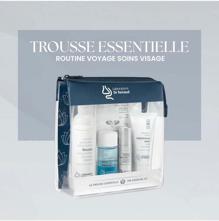 Laboratoire Dr Renaud LABORATOIRE DR RENAUD : LA TROUSSE ESSENTIELLE – ROUTINE VISAGE COMPLÈTE EN FORMAT VOYAGE