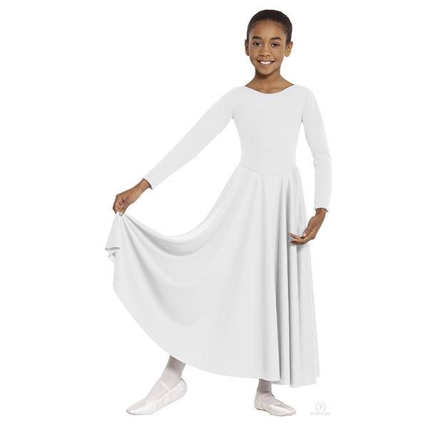 13524C LITURGICAL DRESS WHITE - Dancing Doll Dancewear