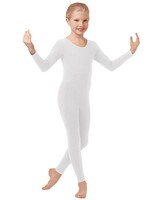 Eurotard 44129c- Child Microfiber Unitard Long Sleeve  WHITE