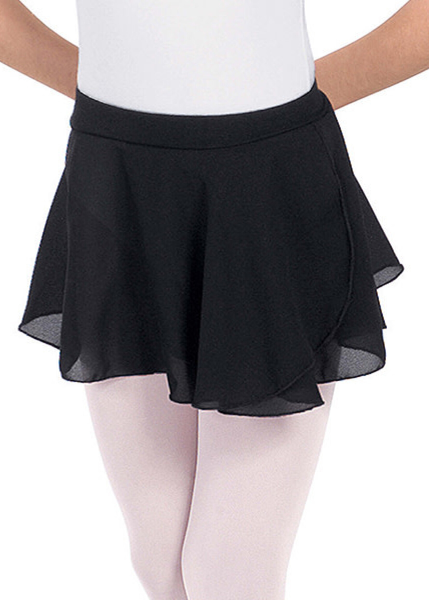 Eurotard 10127 Girls Mock Pull up Wrap Chiffon Skirt  BLACK