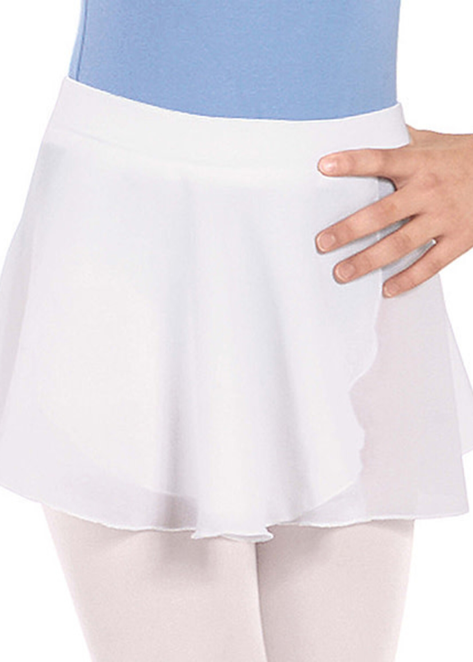 Eurotard 10127 Girls Mock Pull Up Wrap Skirt White