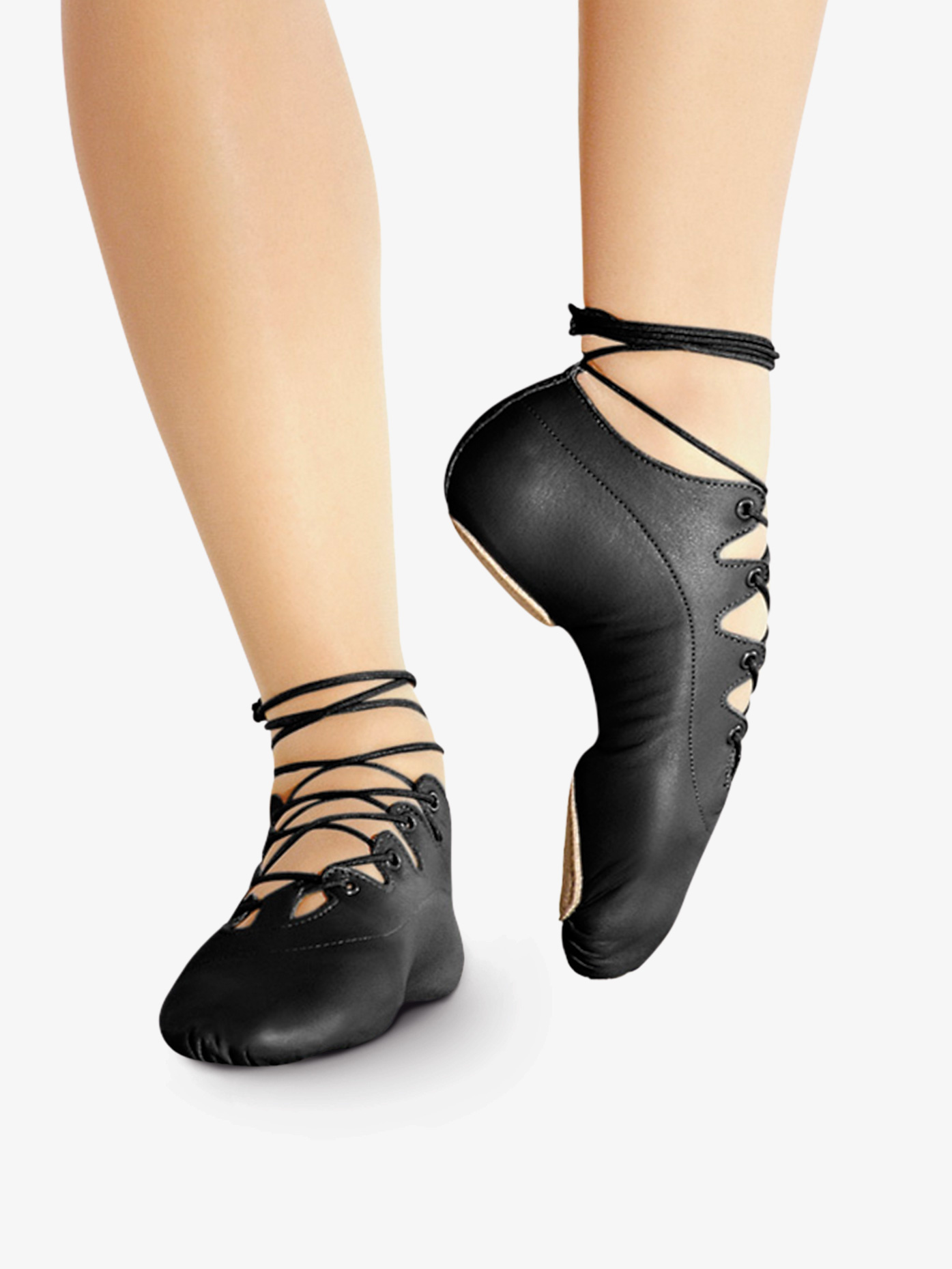 SPLIT SOLE GHILLIE BLK Dancing Doll Dancewear