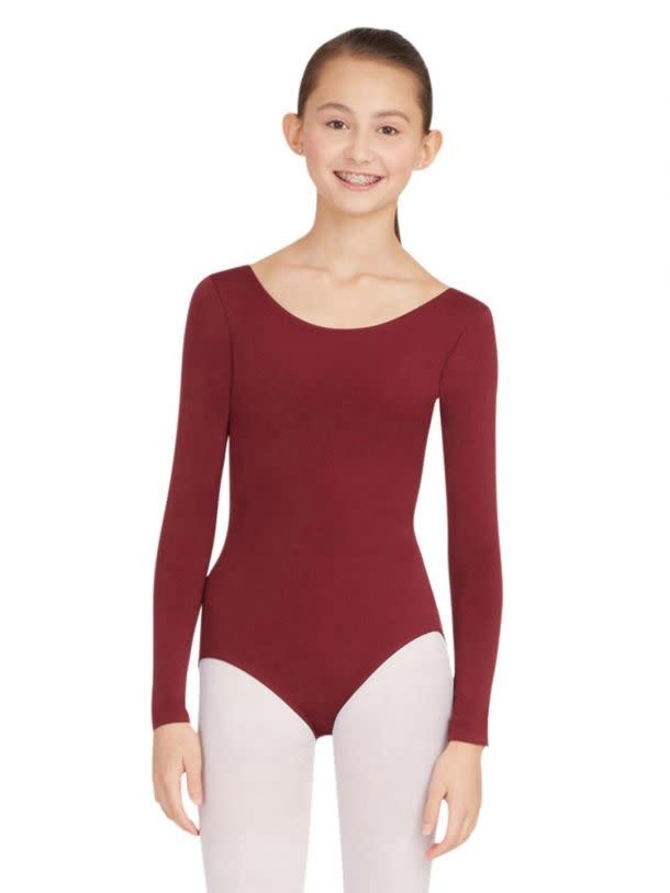 maroon long sleeve leotard