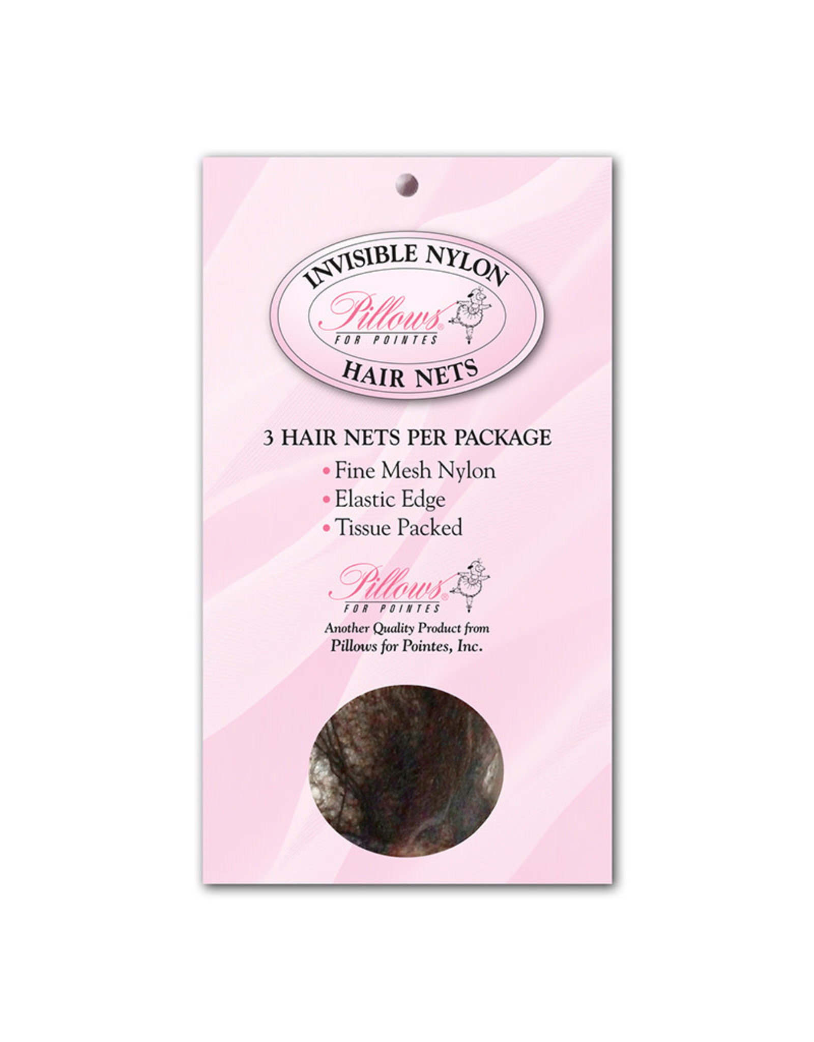 PILLOWS FOR POINTES HN Nylon Hair Nets 3 per pack w/elastic edge