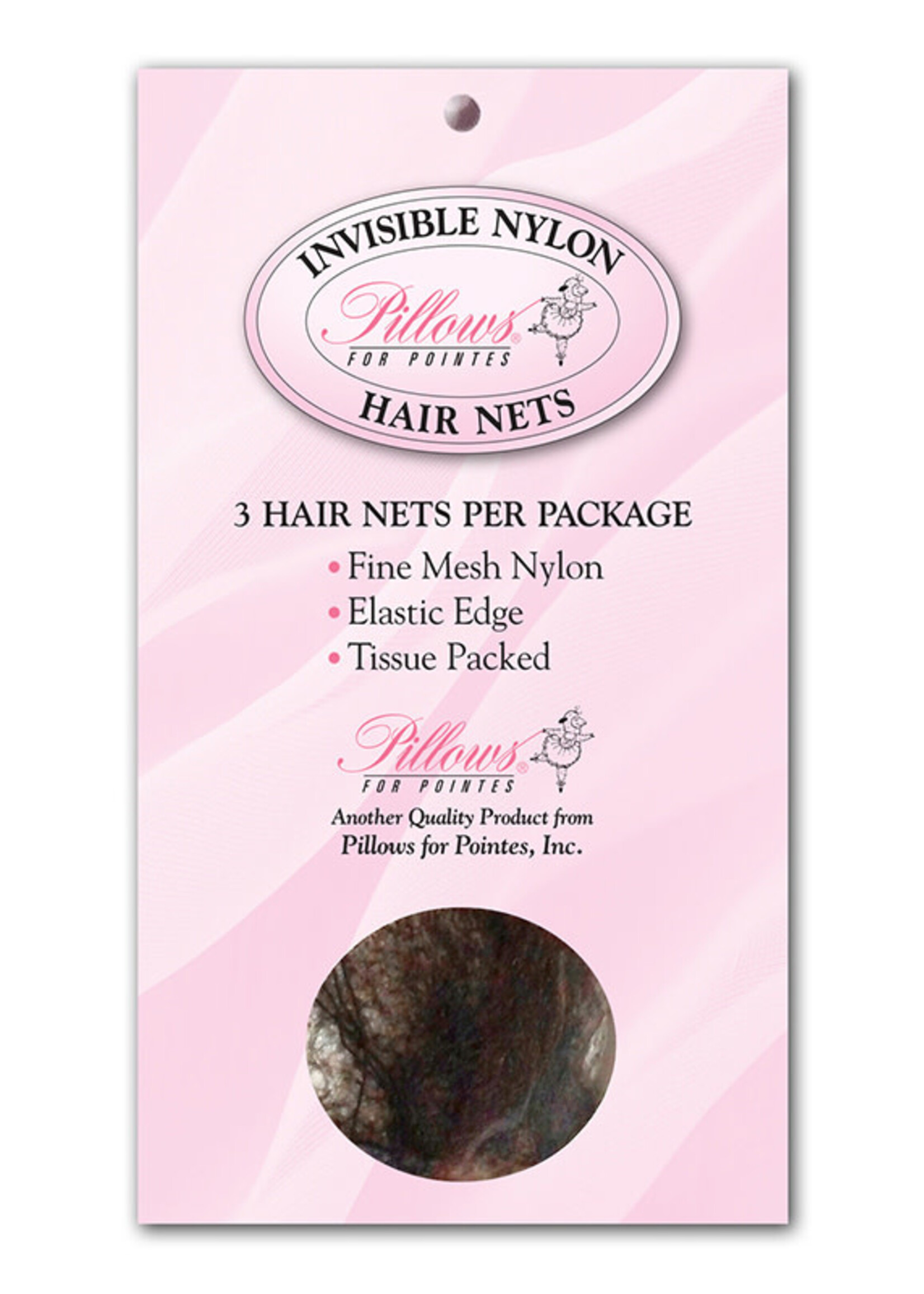 PILLOWS FOR POINTES HN Nylon Hair Nets 3 per pack w/elastic edge