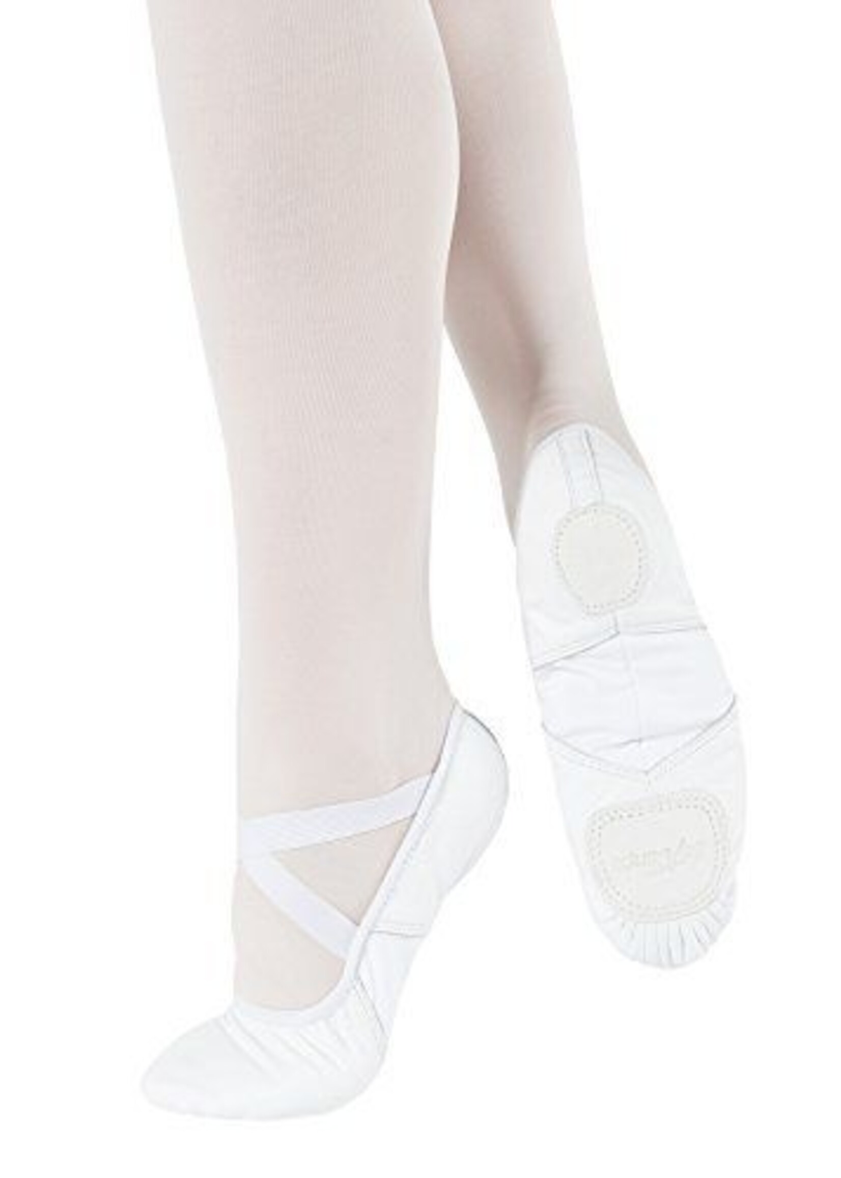 SoDanća SD110L Split Sole Leather Ballet Shoe W/O drawstring  WHITE