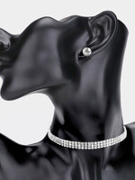 CN2061-14-RD 3Rows Rhinestone Choker Necklace