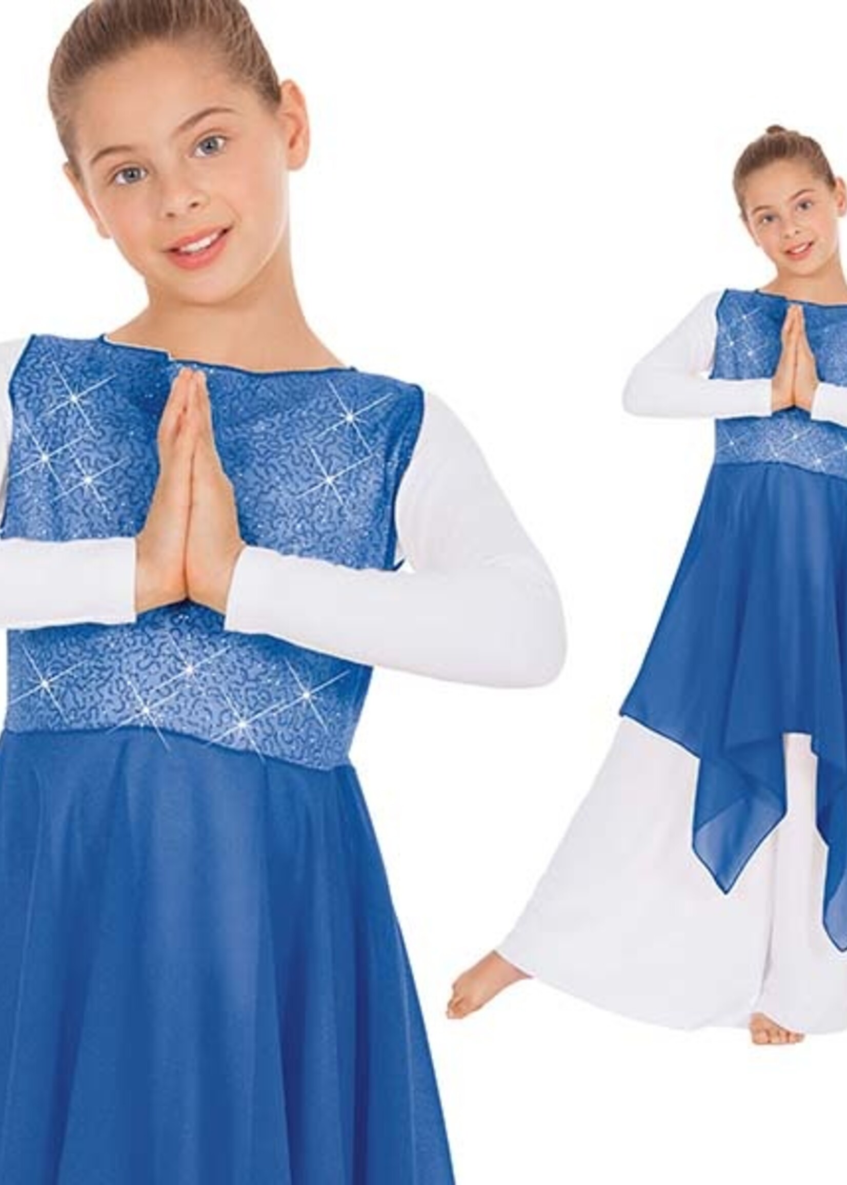 Eurotard 13849C GIRLS HANDKERCHIEF PRAISE TUNIC BLUE S/M