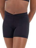 Eurotard 44329C Girls Microfiber Mid Thigh V Waist Biker Shorts Black