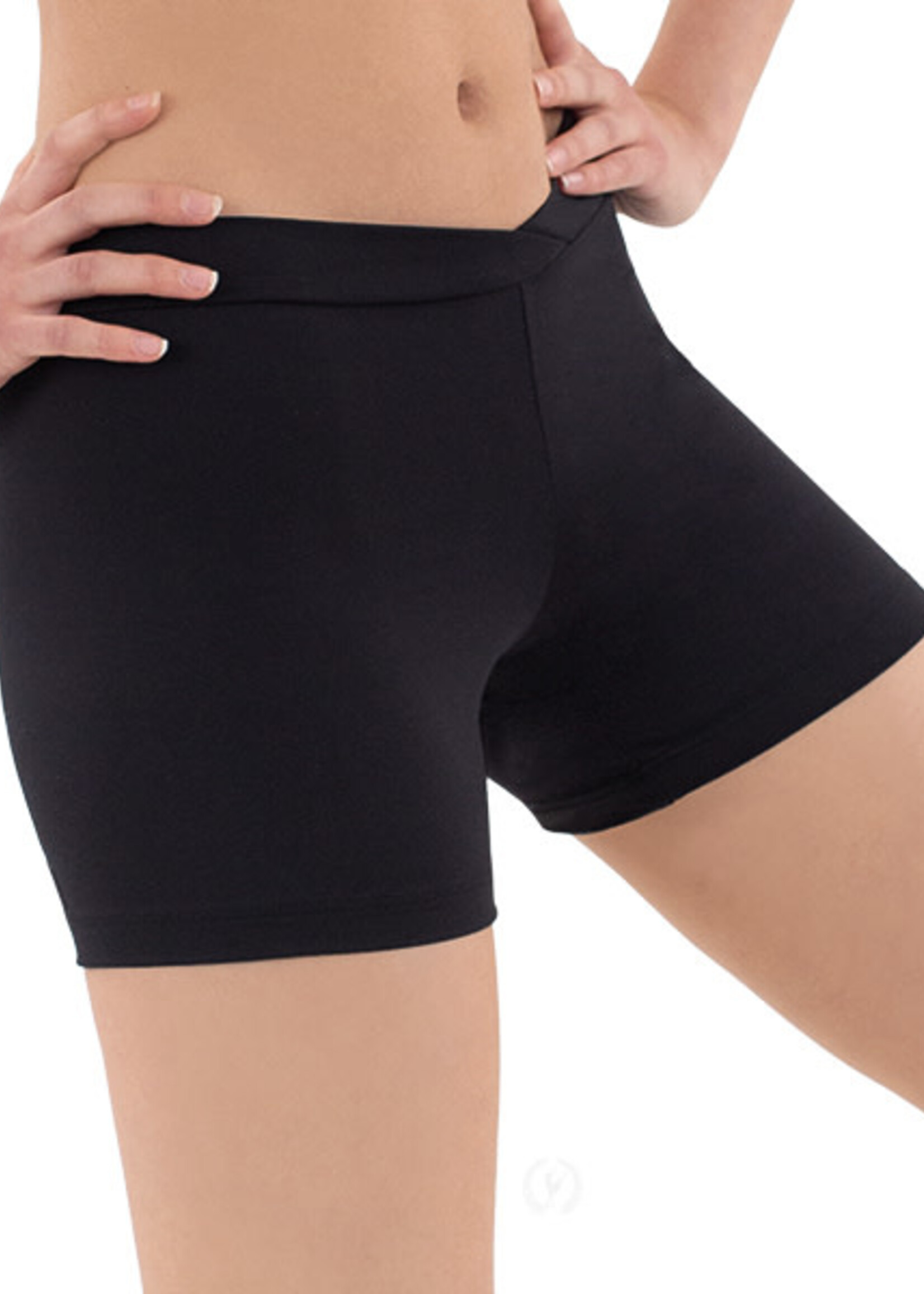 Eurotard 44329 Womens Mid Thigh Microfiber V Waist Biker Shorts Black
