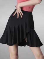Ali Latin Dance Ruffle Ballroom Skirt Black