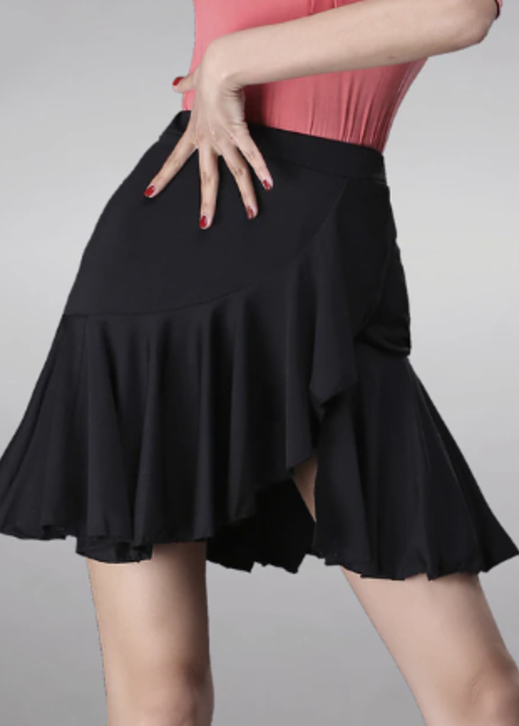 Ali Latin Dance Ruffle Ballroom Skirt Black