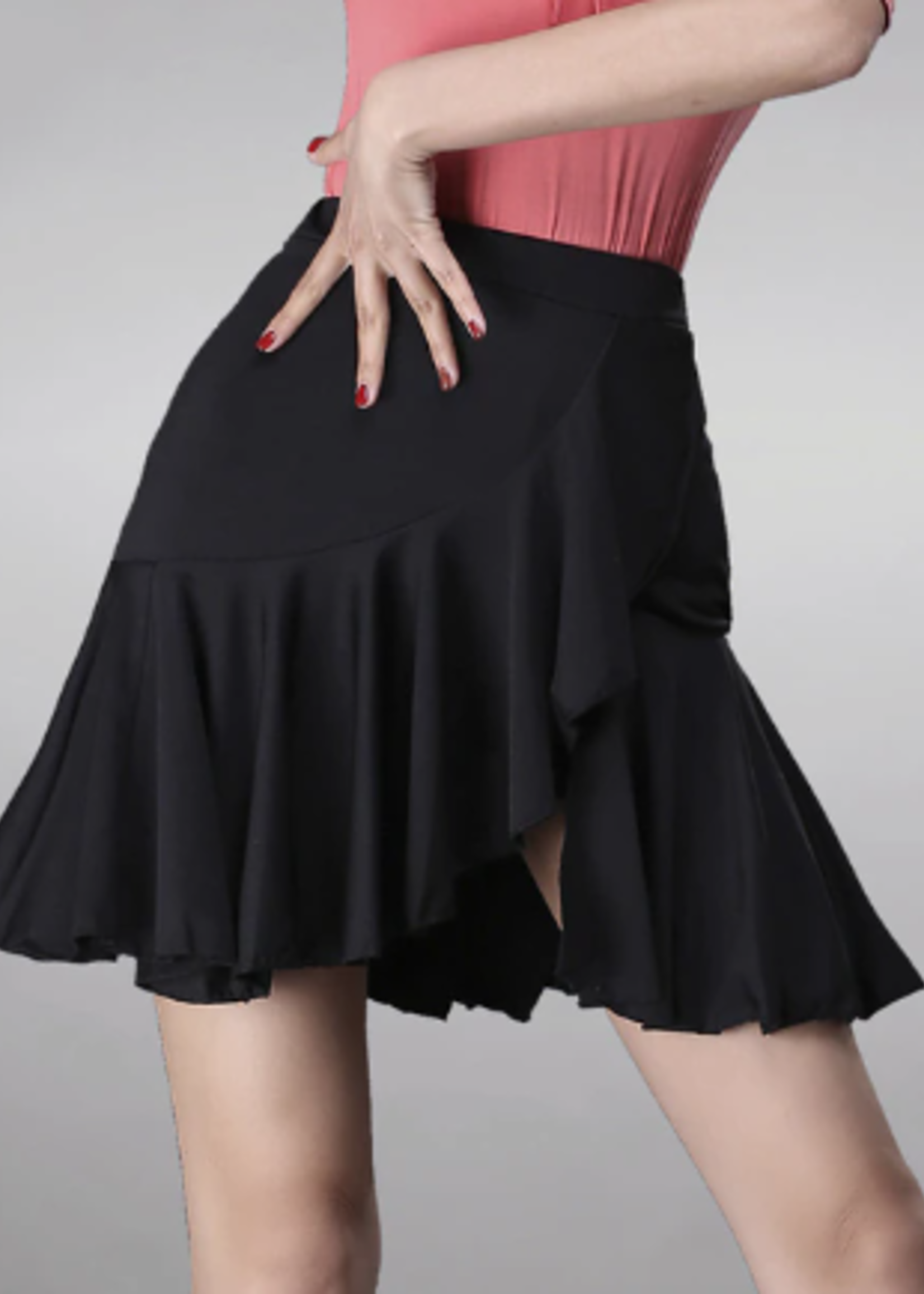 DD Latin Dance Ruffle Ballroom Skirt Black