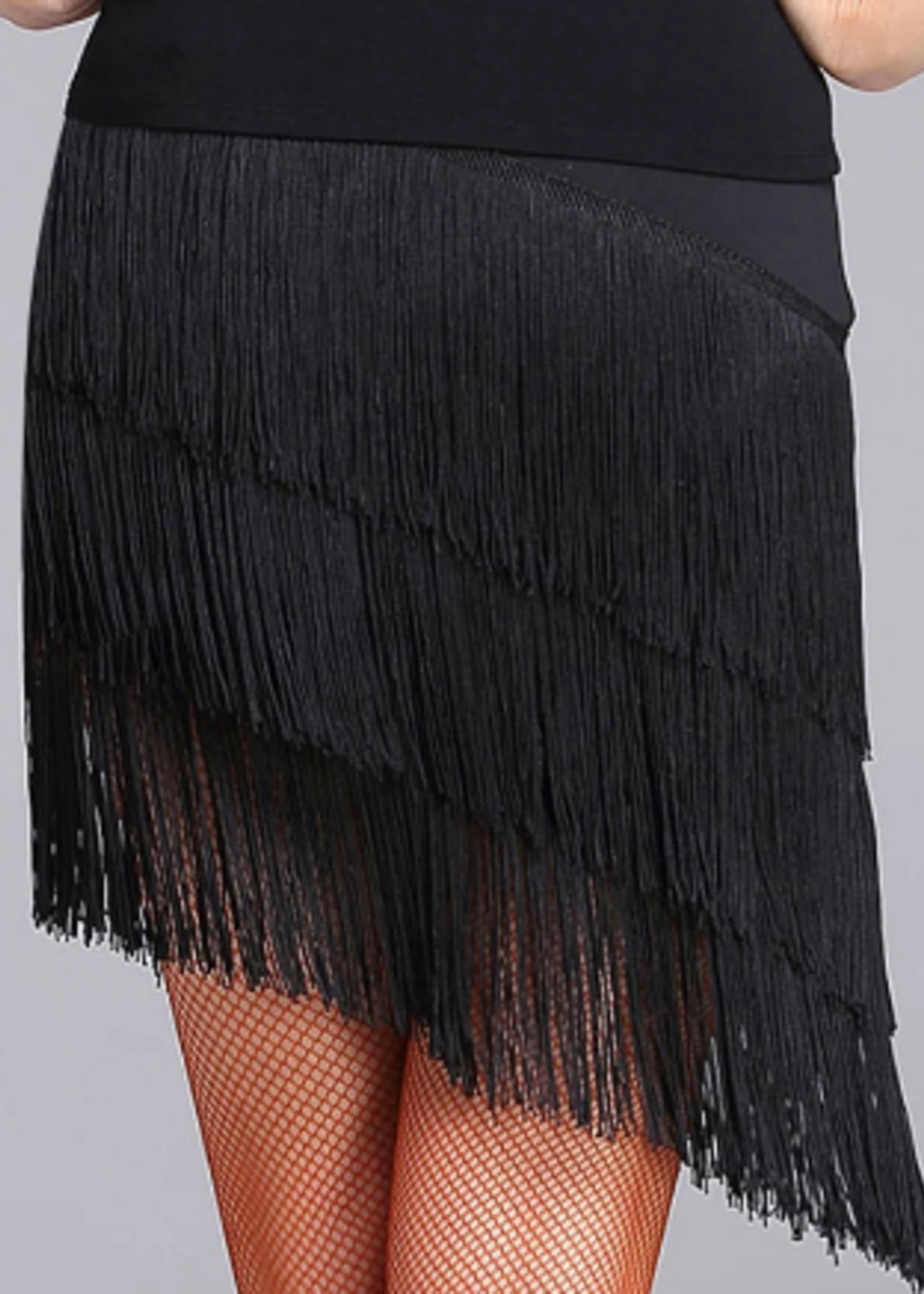 DD Latin Dance Fringe Ballroom Skirt Black