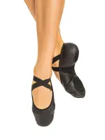SoDanća SD110S Split Sole Leather Ballet Shoe W/O drawstring BLACK