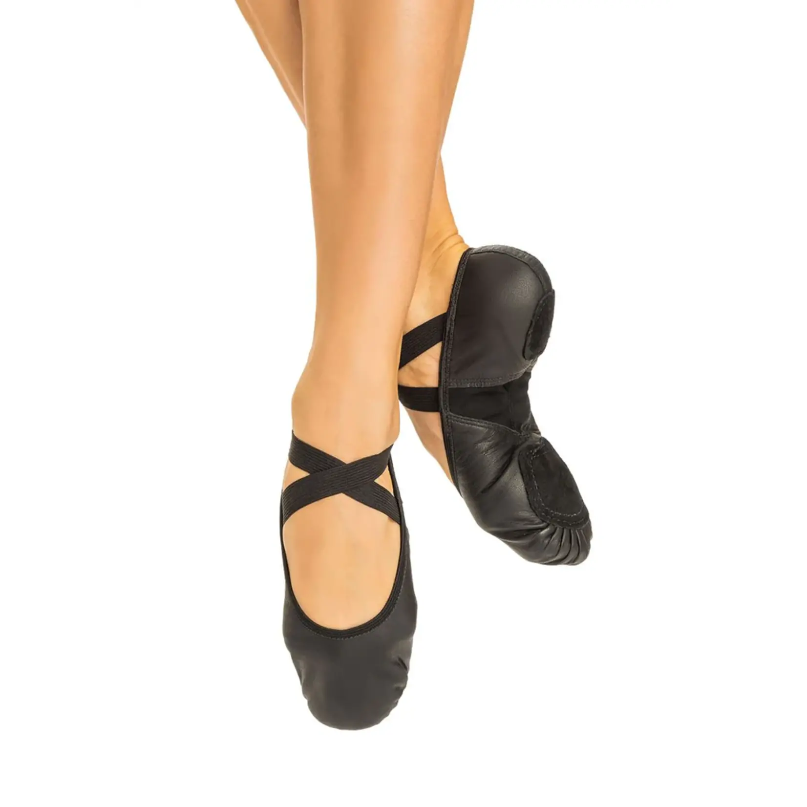 SoDanća SD110S Split Sole Leather Ballet Shoe W/O drawstring BLACK