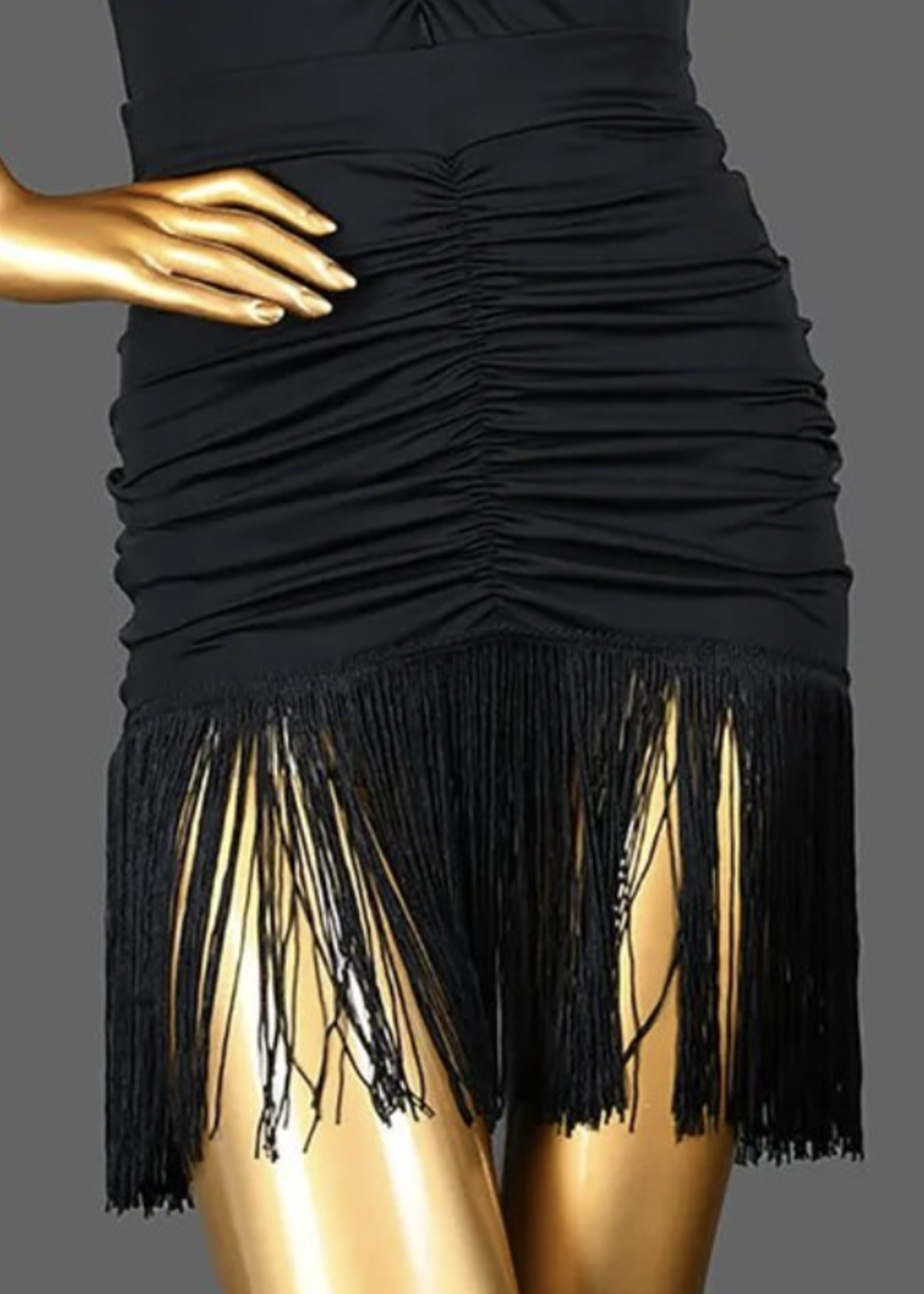 BB Latin Dance Fringe ADULT Ballroom Skirt Black