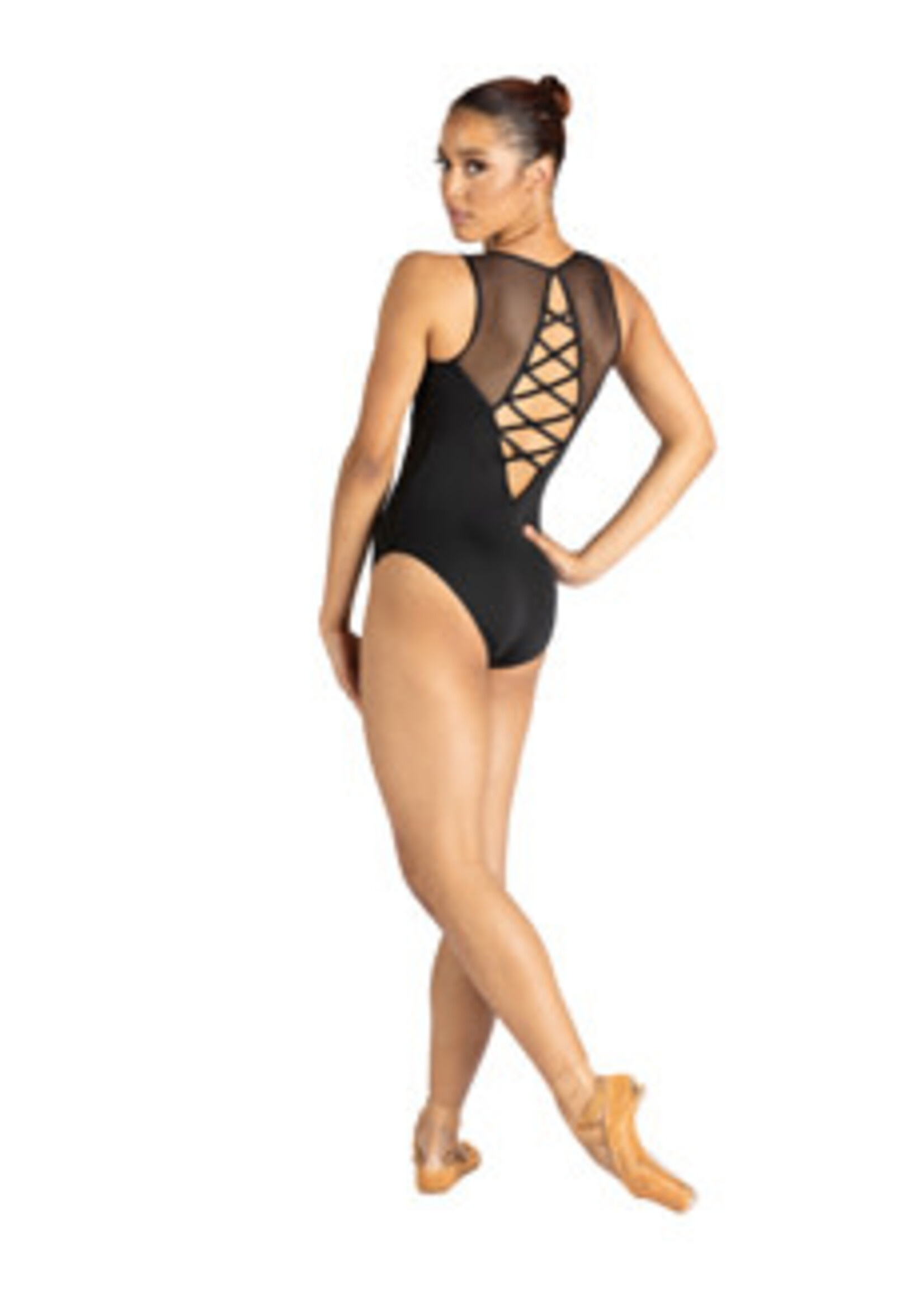 Danshuz 24113A SIENNA ZIPPER FRONT TANK LEOTARD WITH MESH ADULT BACK