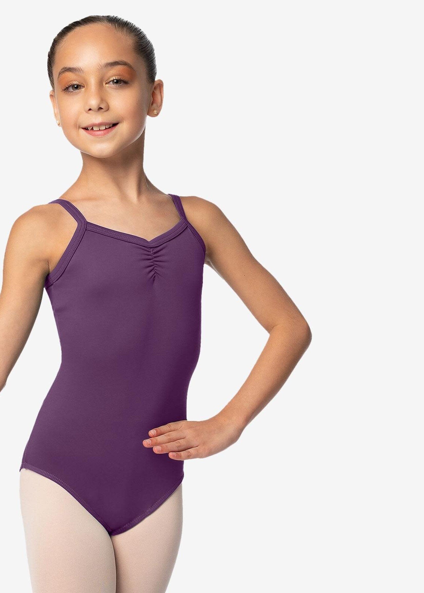 SoDanća SL114 CHILD CAMISOLE PINCH FRONT AND BACK LEOTARD (GRAPE )