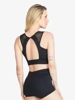 SoDanća SL218  ADULT BLACK CROP TOP W/ MESH KEYHOLE BACK