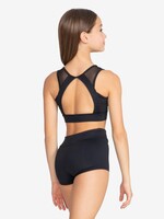 SoDanća SL220  CHILD BLACK CROP TOP W/ MESH KEYHOLE BACK