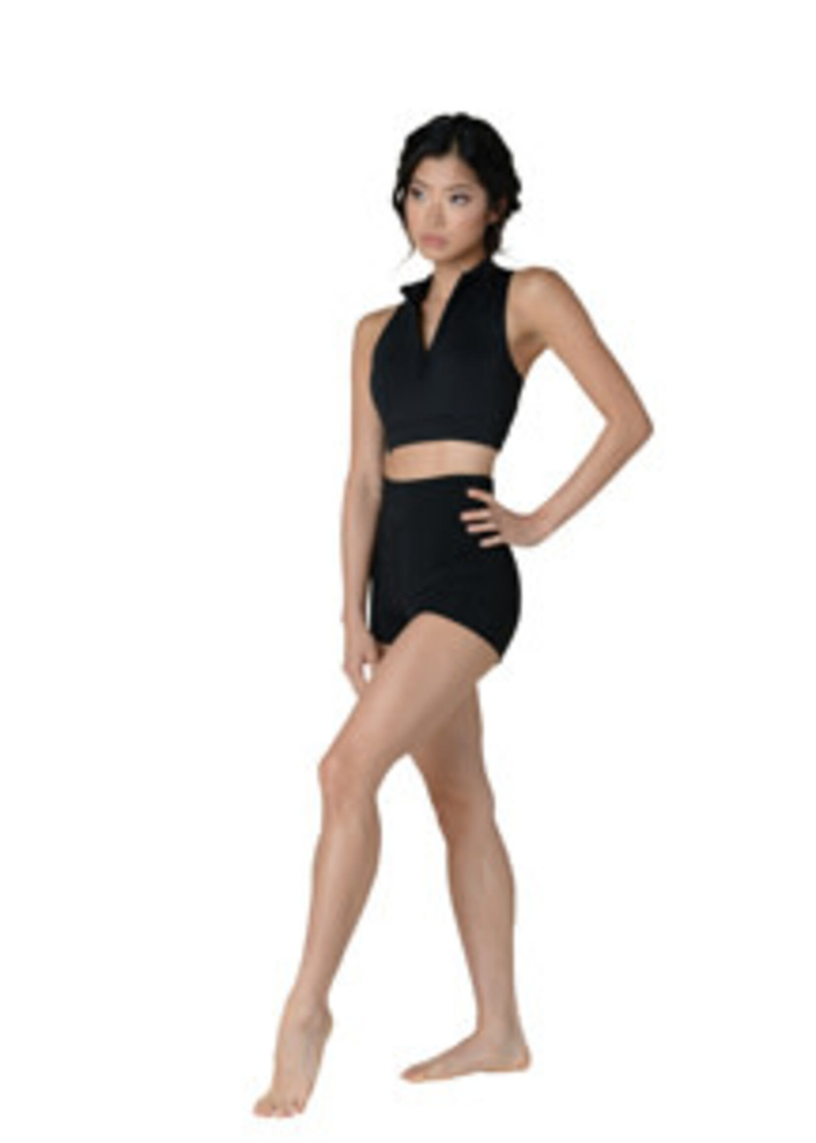 Danshuz DT 22305A ADULT SCOOP NECK ZIPPER TANK BRA  BLACK