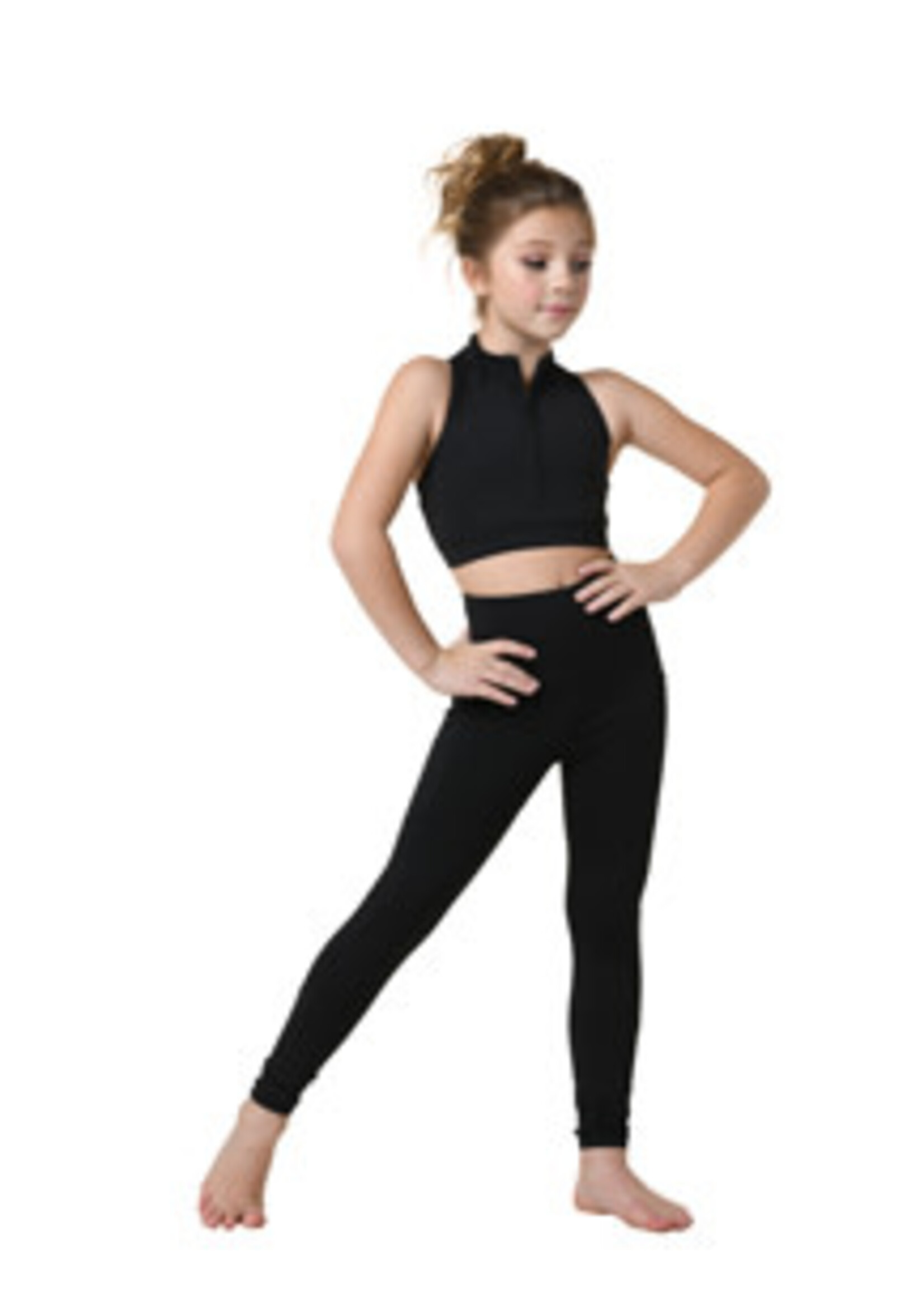 Danshuz DT 22305C CHILD SCOOP NECK ZIPPER TANK BRA  BLACK