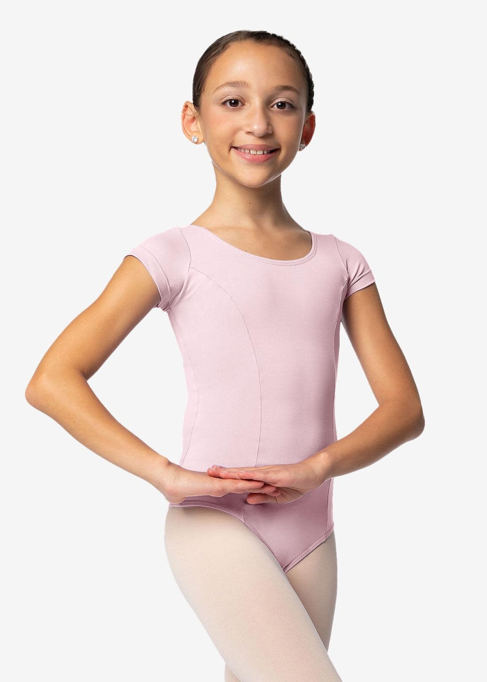 SoDanća SL13 CHILD SHORT SLEEVE BASIC SCOOP NECK LEOTARD LT PINK
