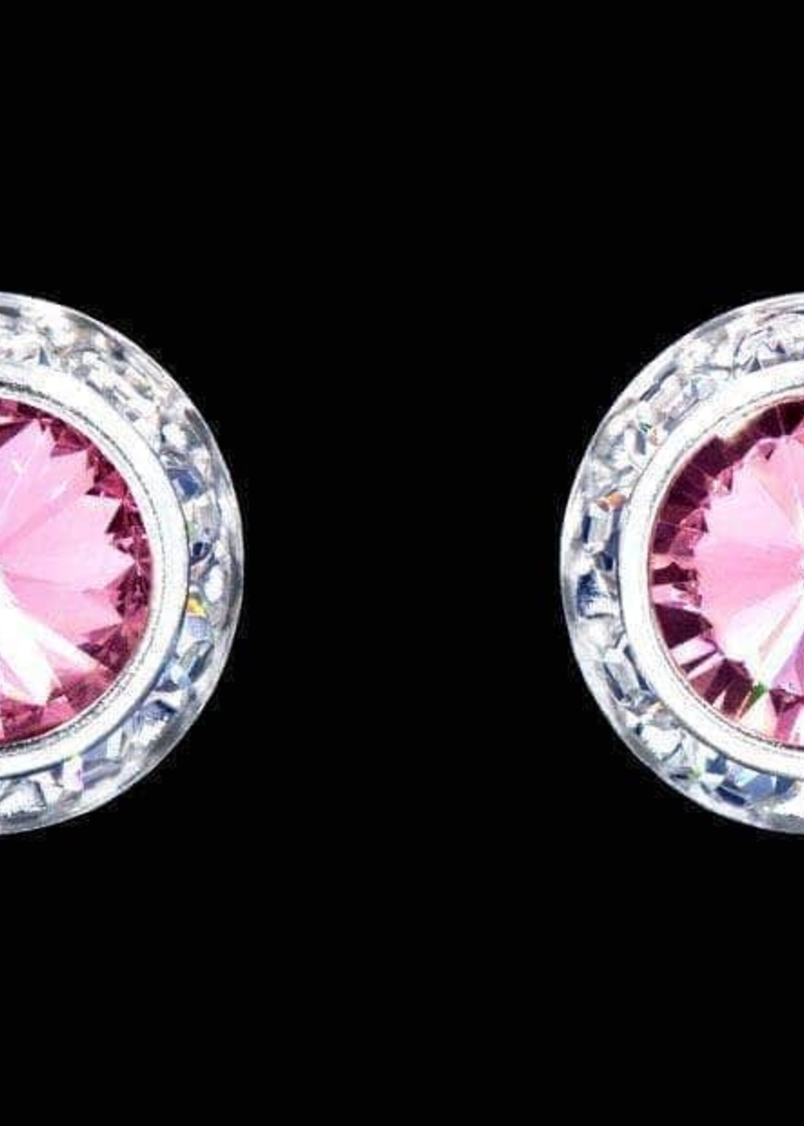 Rhinestone Jewelry #12536 Light Rose 13mm Rondel with Rivoli Button Dance Earrings