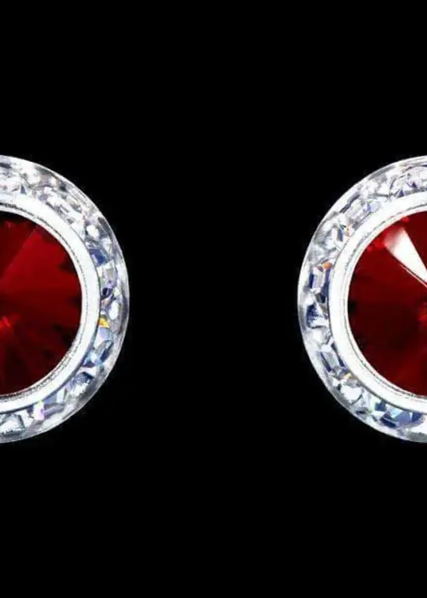 Rhinestone Jewelry #12536 Siam 13mm Rondel with Rivoli Button Dance Earrings