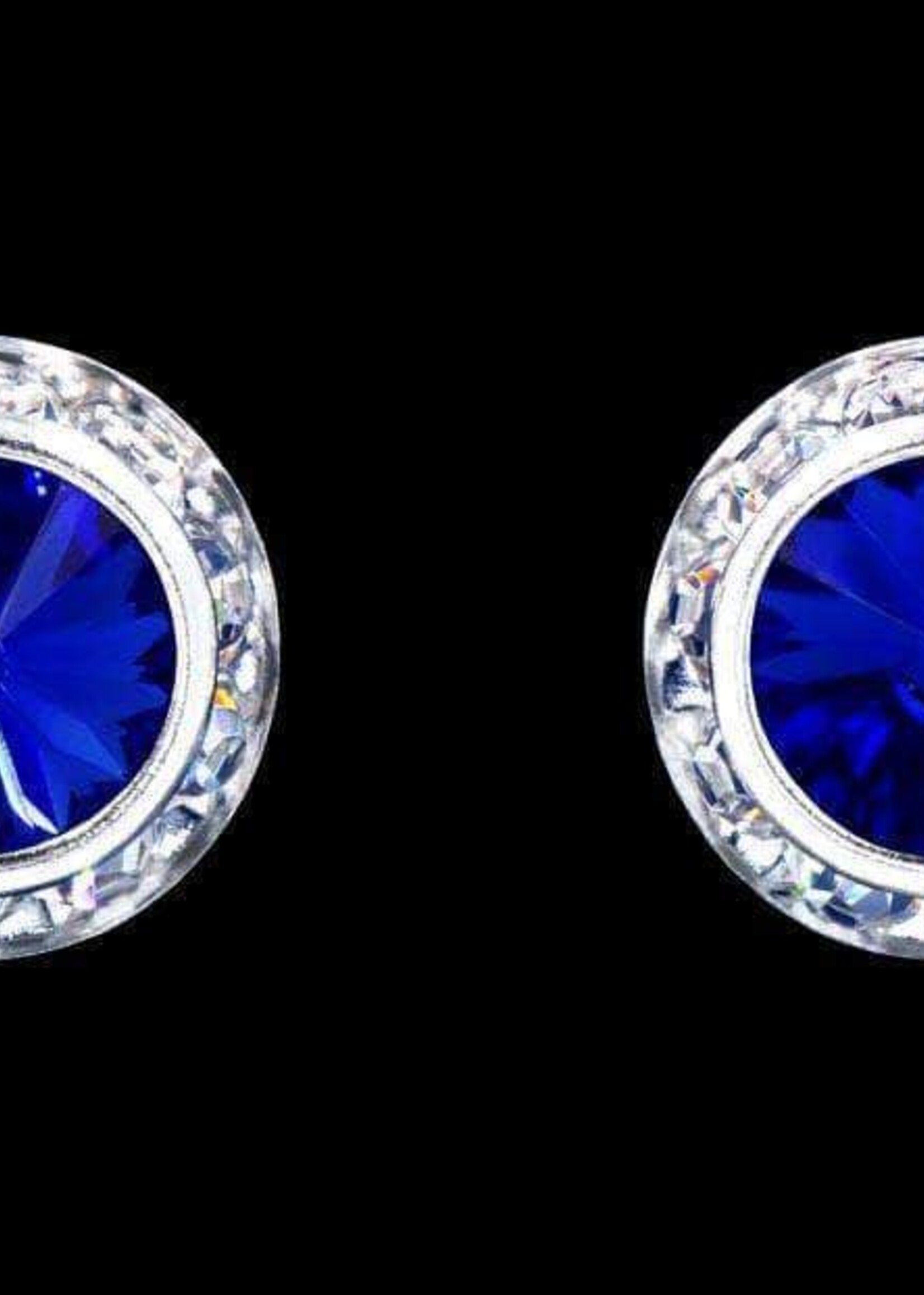Rhinestone Jewelry #12536 Sapphire 13mm Rondel with Rivoli Button Dance Earrings