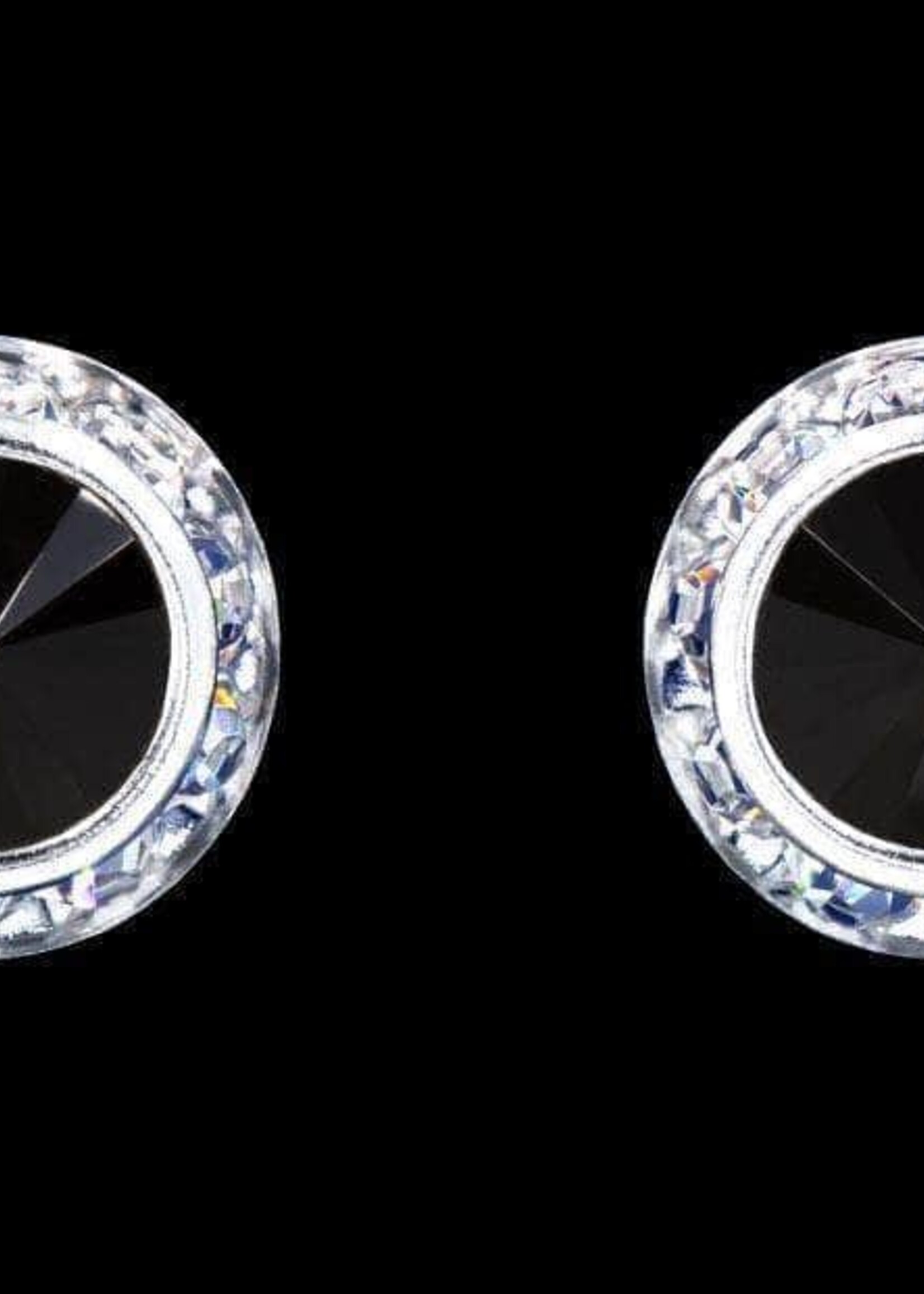 Rhinestone Jewelry #12536 Jet 13mm Rondel with Rivoli Button Dance Earrings