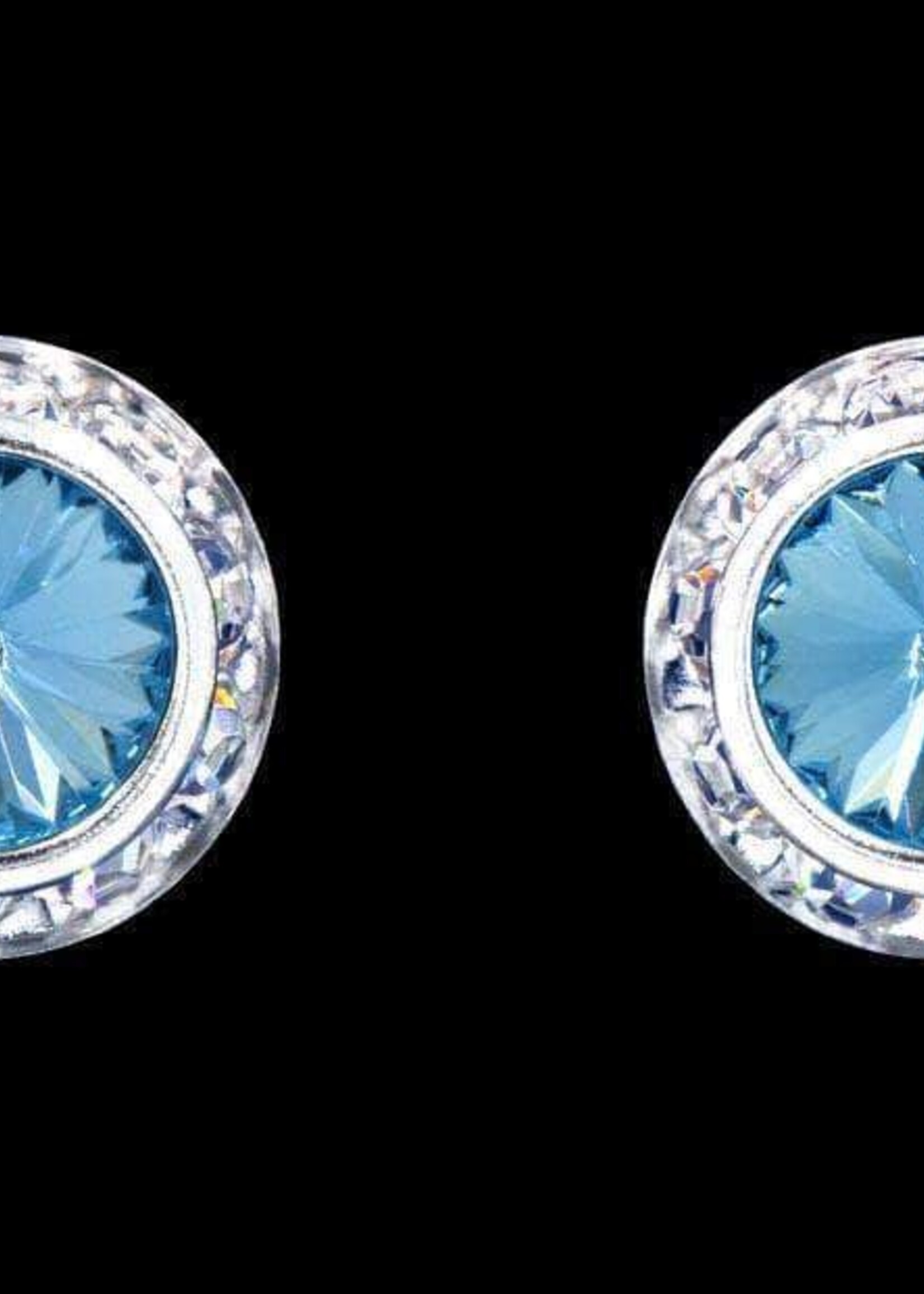 Rhinestone Jewelry #12536 Aquamarine 13mm Rondel with Rivoli Button Dance Earrings