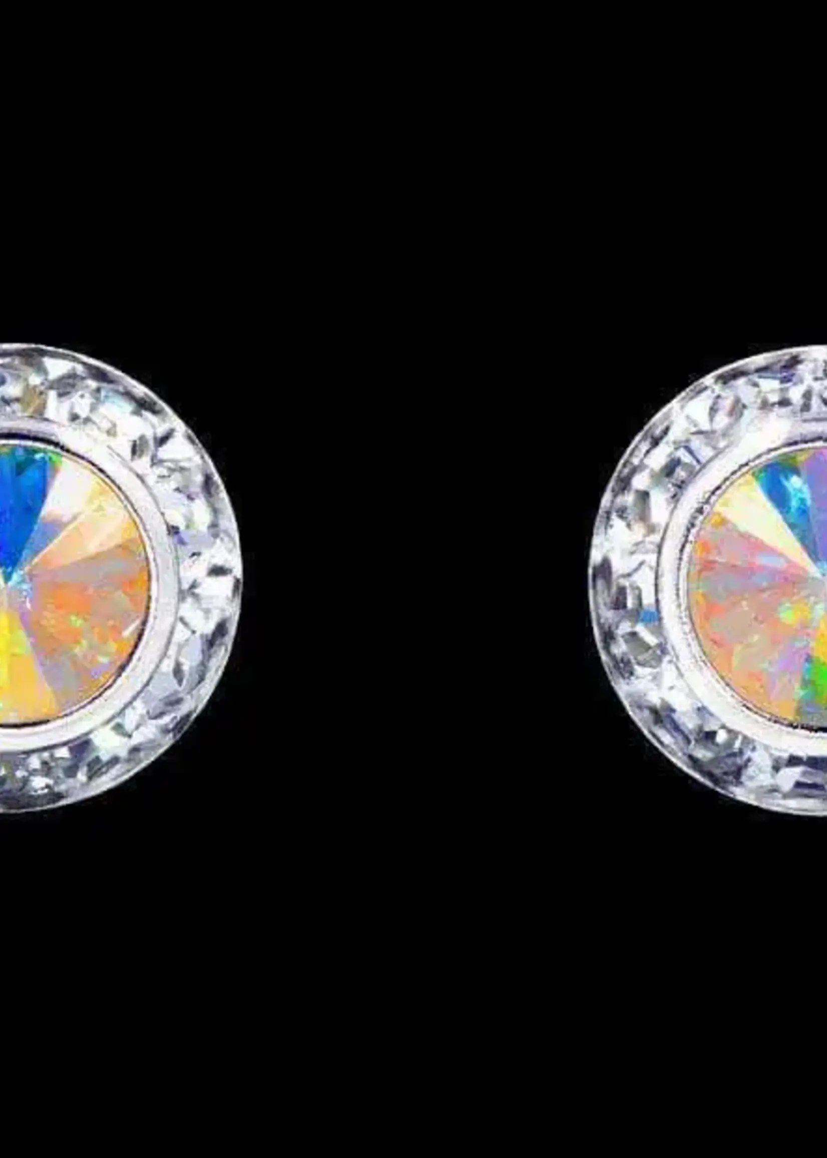 Rhinestone Jewelry #12535 X-SMALL AB 11mm Rondel with Rivoli Button Dance Earrings