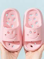 KID SLIPPERS SMILEY FACE PINK