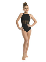 Danshuz 21105C CHILD HALTER LEO W/SHEER BLACK