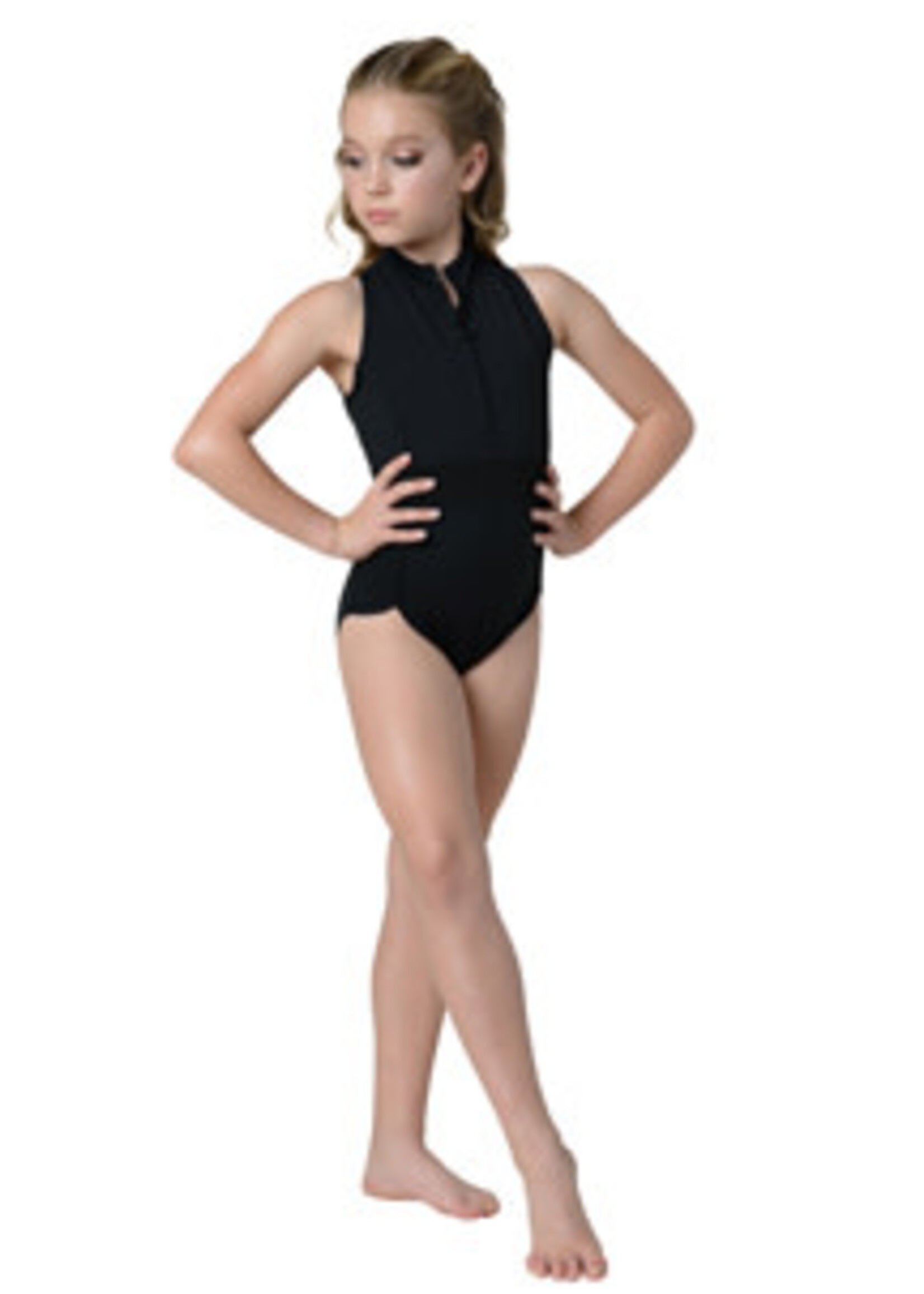 Danshuz 22129C Scuba Child Black leotard with zigzag texture