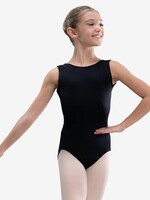 SoDanća SL202 Child Black boat neck leo with low back.